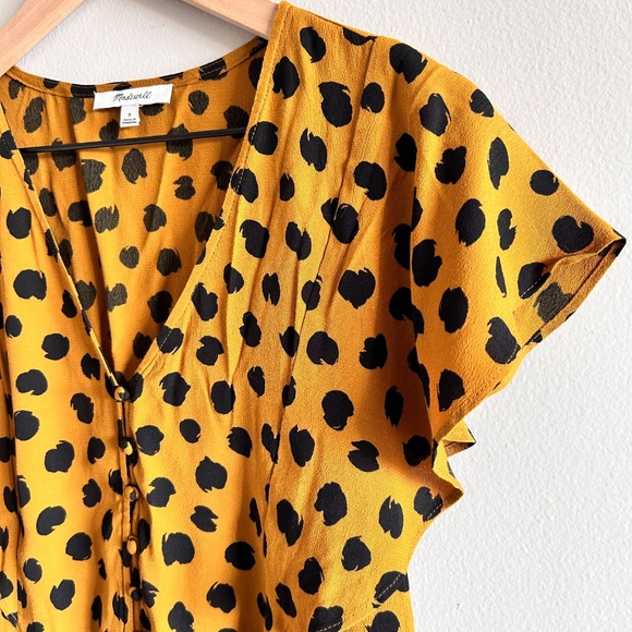 MadeWELL Carmelina Flutter-Sleeve Top | Painted Spots Egyptian Gold | Size 0 | - Picture 5 of 14